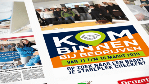 Campagnebeeld in een tijdschrift 'Kom binnen'.