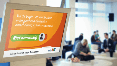 Narrowcasting in het pand met de campagne uitingen