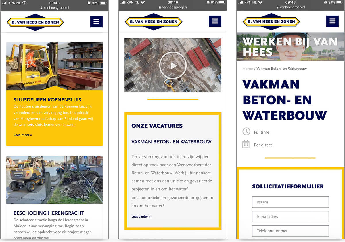 vanheesgroep.nl - responsive design