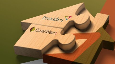 Foto van de fusie van twee woningcoöperaties, genaamd Provides en Groenwest in de nieuwe naam Cazas Wonen