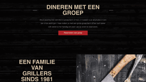 Overzicht van de website voor Argentijns restaurant Rancho