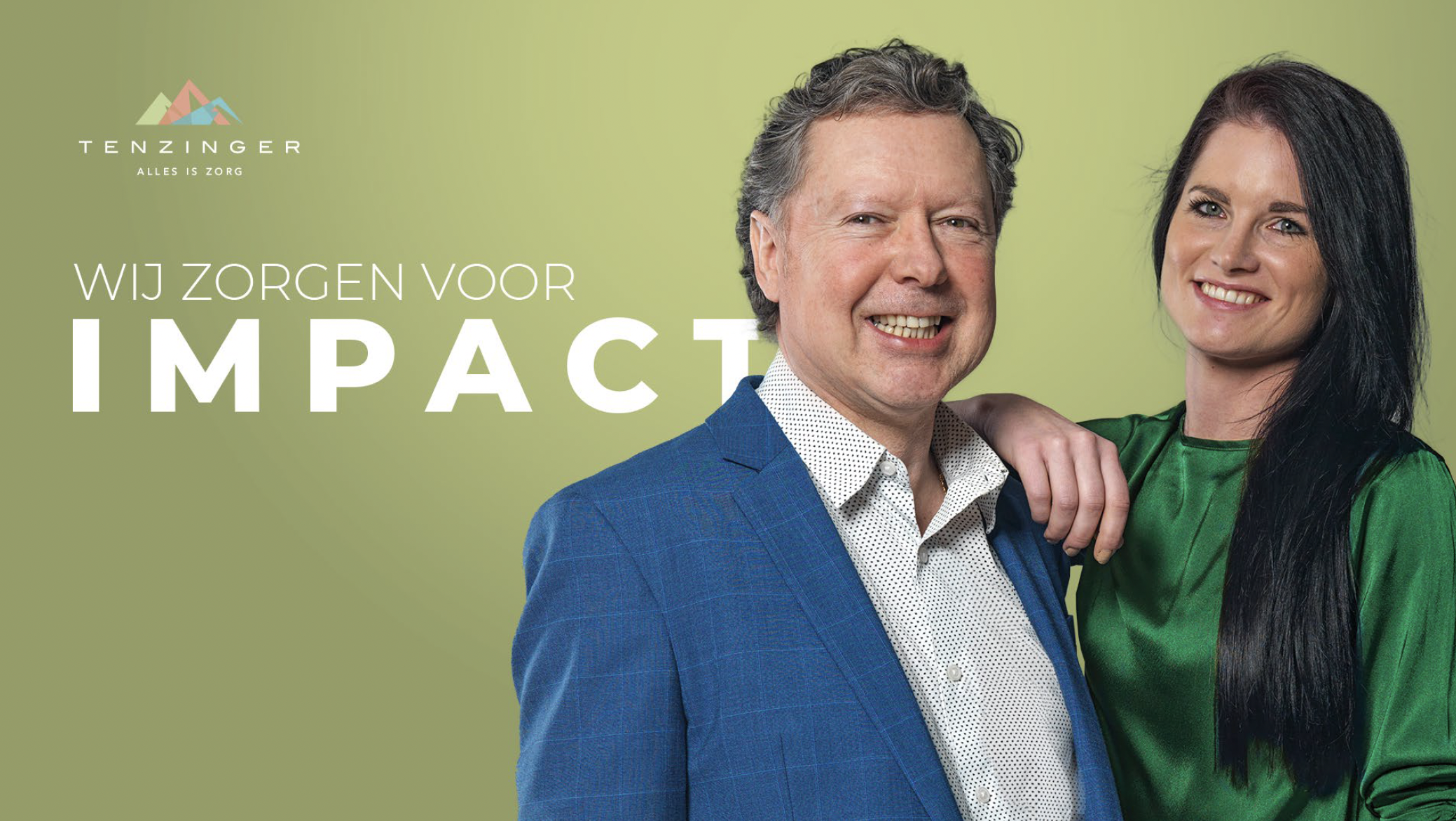 Twee medewerkers in beeld en de tekst 'Wij zorgen voor IMPACT'.