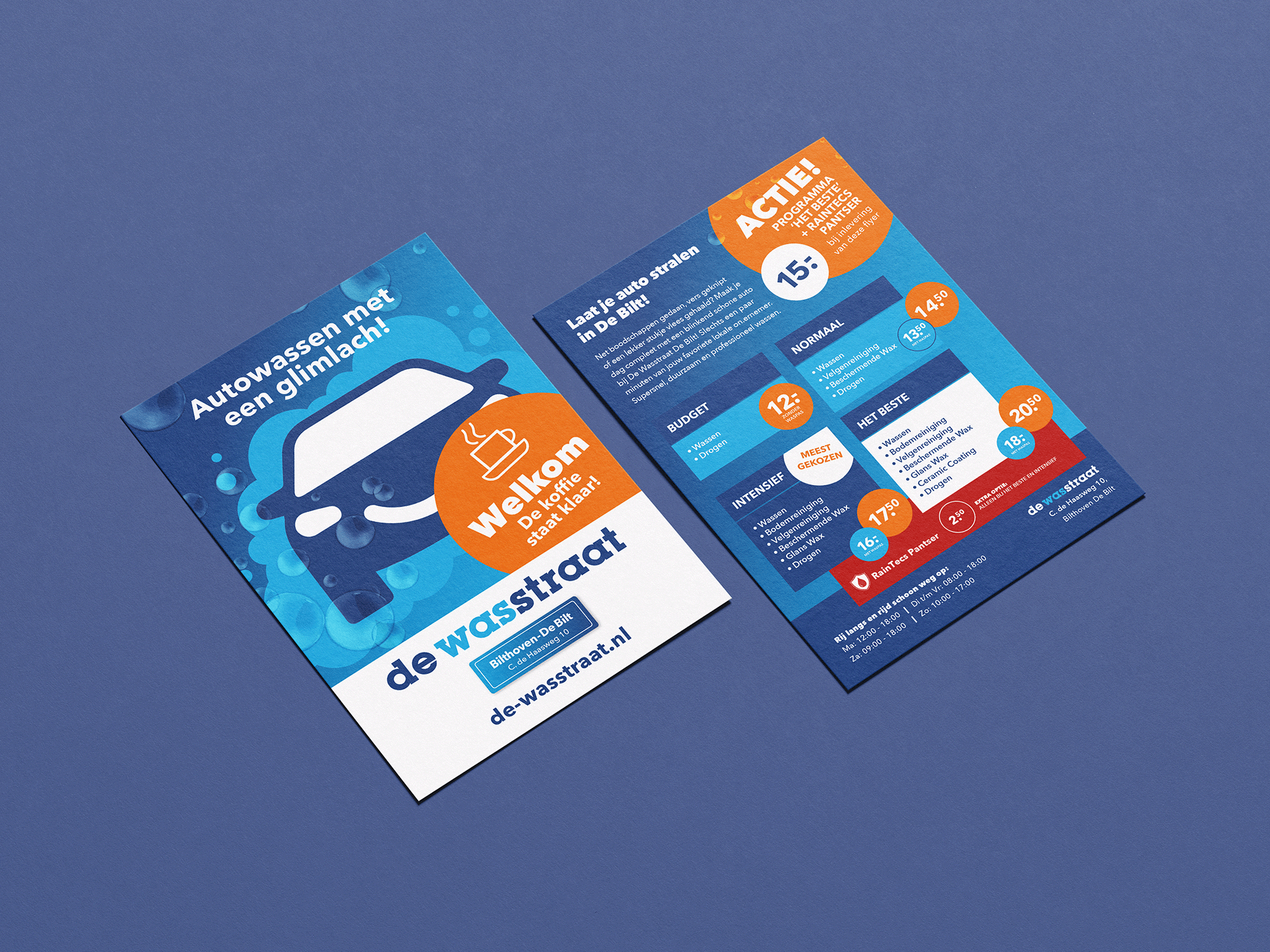 De wasstraat reclame flyer
