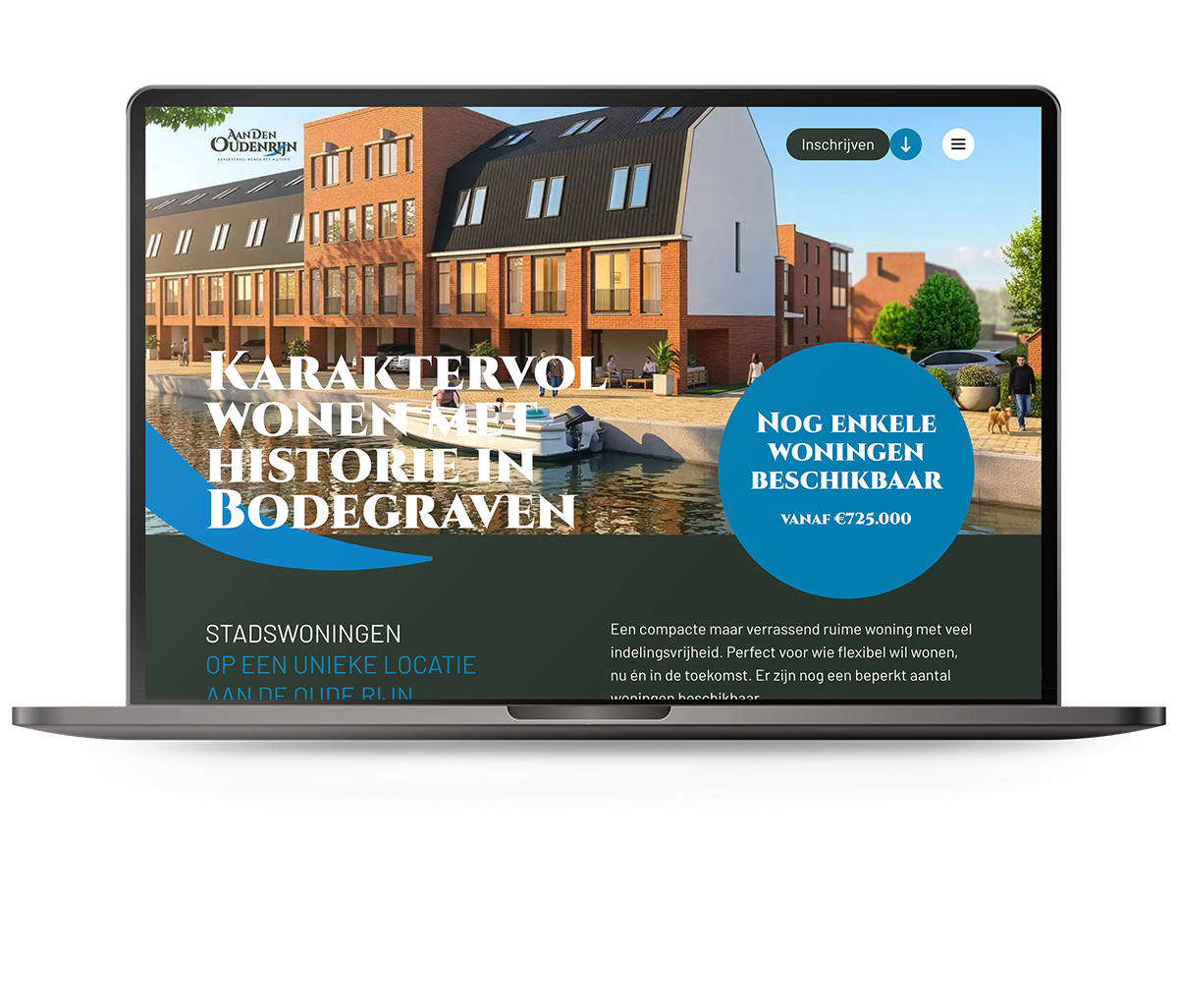 Website mockup nieuwbouwproject Aan den Oudenrijn