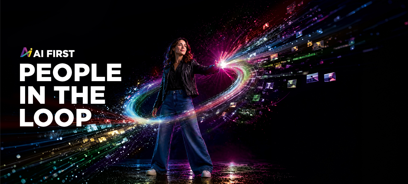 Ai first header. People in the loop visual